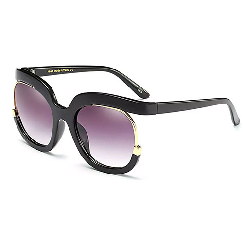 Algarve Black Half Rim Oversized Sunglasses