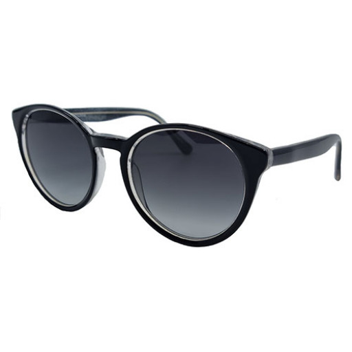 Madeira Black and Silver Round Sunglasses