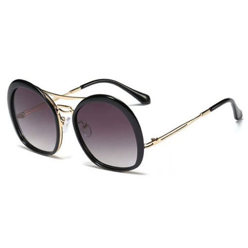 Milan Black Round Oversized Sunglasses