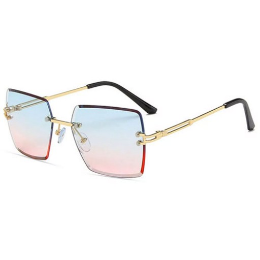 Fashion Celebrity Aviator Burgundy Pink Blue Lens Hot Rimless Shades Sunglasses 