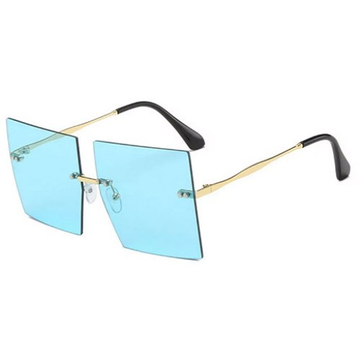 Festival Square Blue Oversized Rimless Sunglasses
