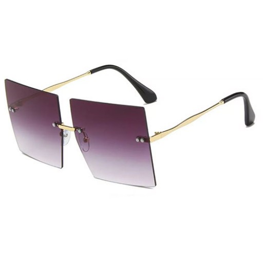Festival Square Purple Oversized Rimless Sunglasses