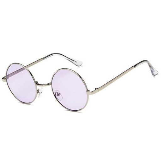 Ibiza Round Silver and Purple Sunglasses