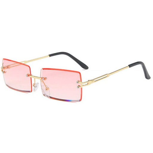 Miami Pink Rimless Rectangle Sunglasses